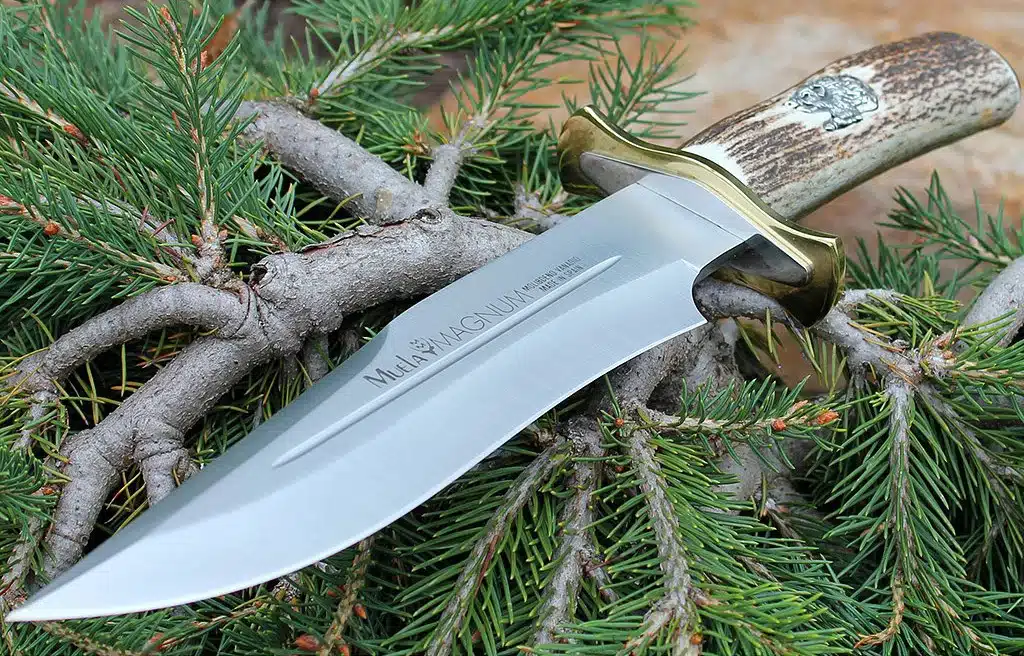 a sharp steel hunting knife