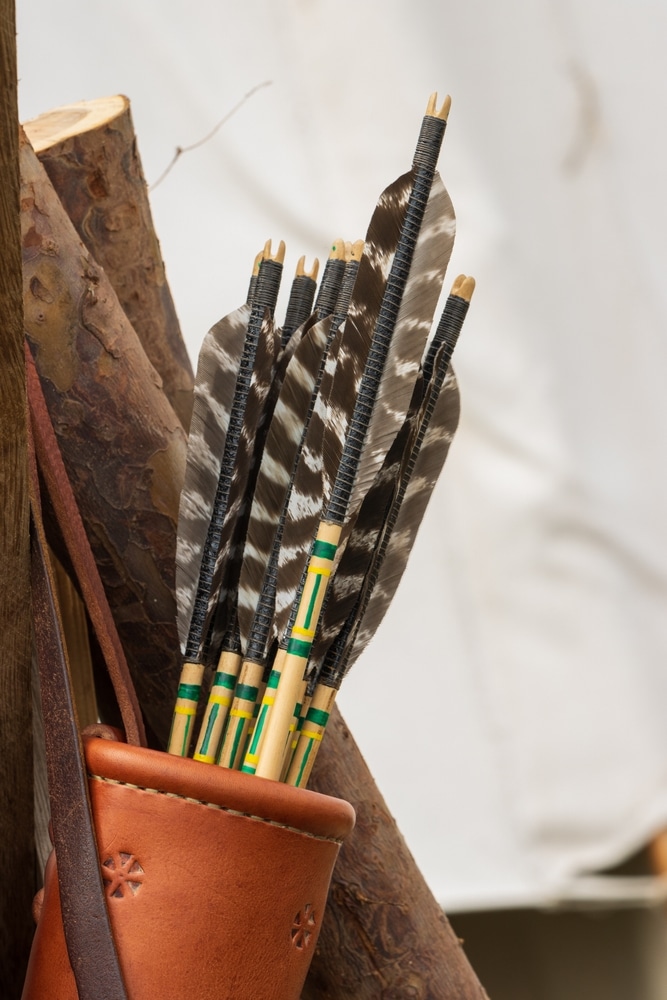 Leather Bow Quiver With Feathered Arrows Arrow Building